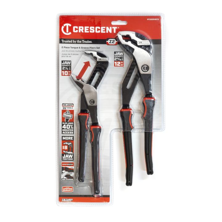 Crescent 2 PC Z2 K9 V-JAW DUAL MATERIAL TONGUE AND GROOVE PLIER SET