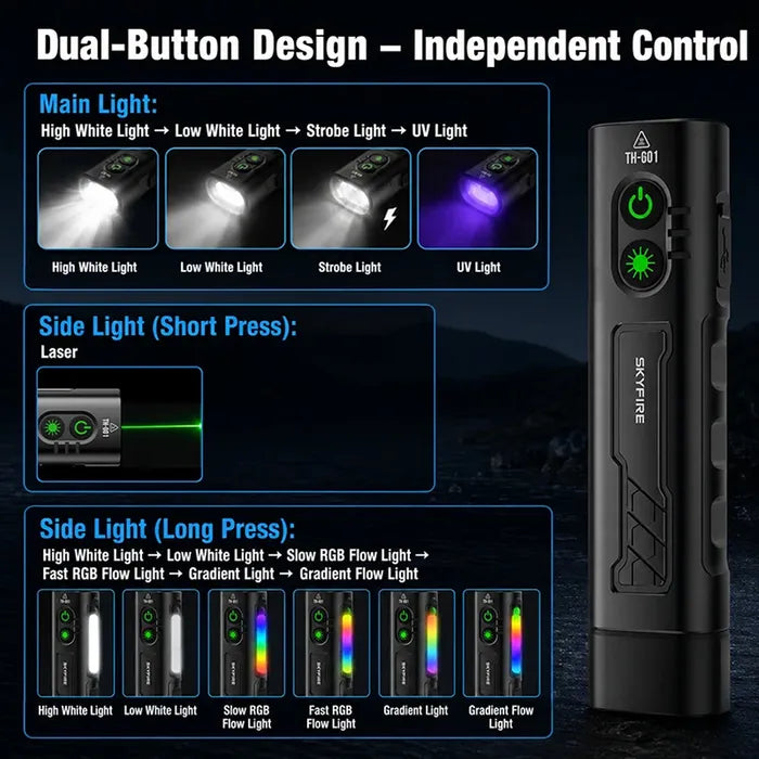 SKYFIRE 2024S FLASHLIGHT TORCH IP54 542 LUMENS WITH UV / LASER POINTER