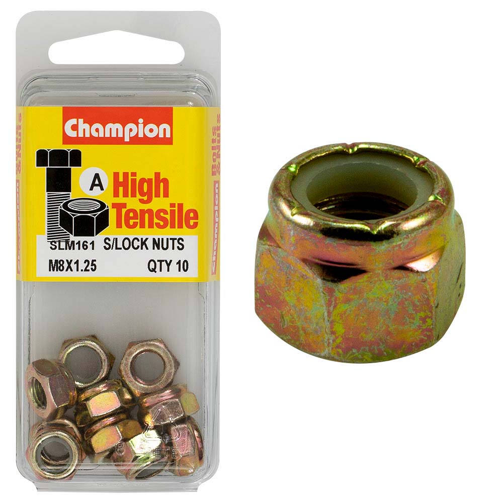 Champion Nyloc Nut M8 X 1.25 A - Gr8.8 Pack of 10