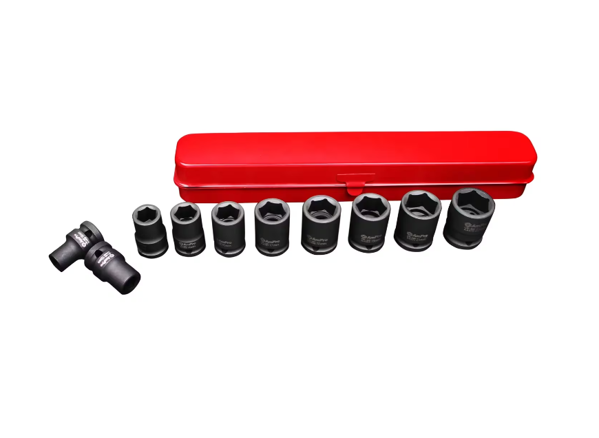 AmPro 10PC 1/2IN dr Air Impact Socket Set Metric