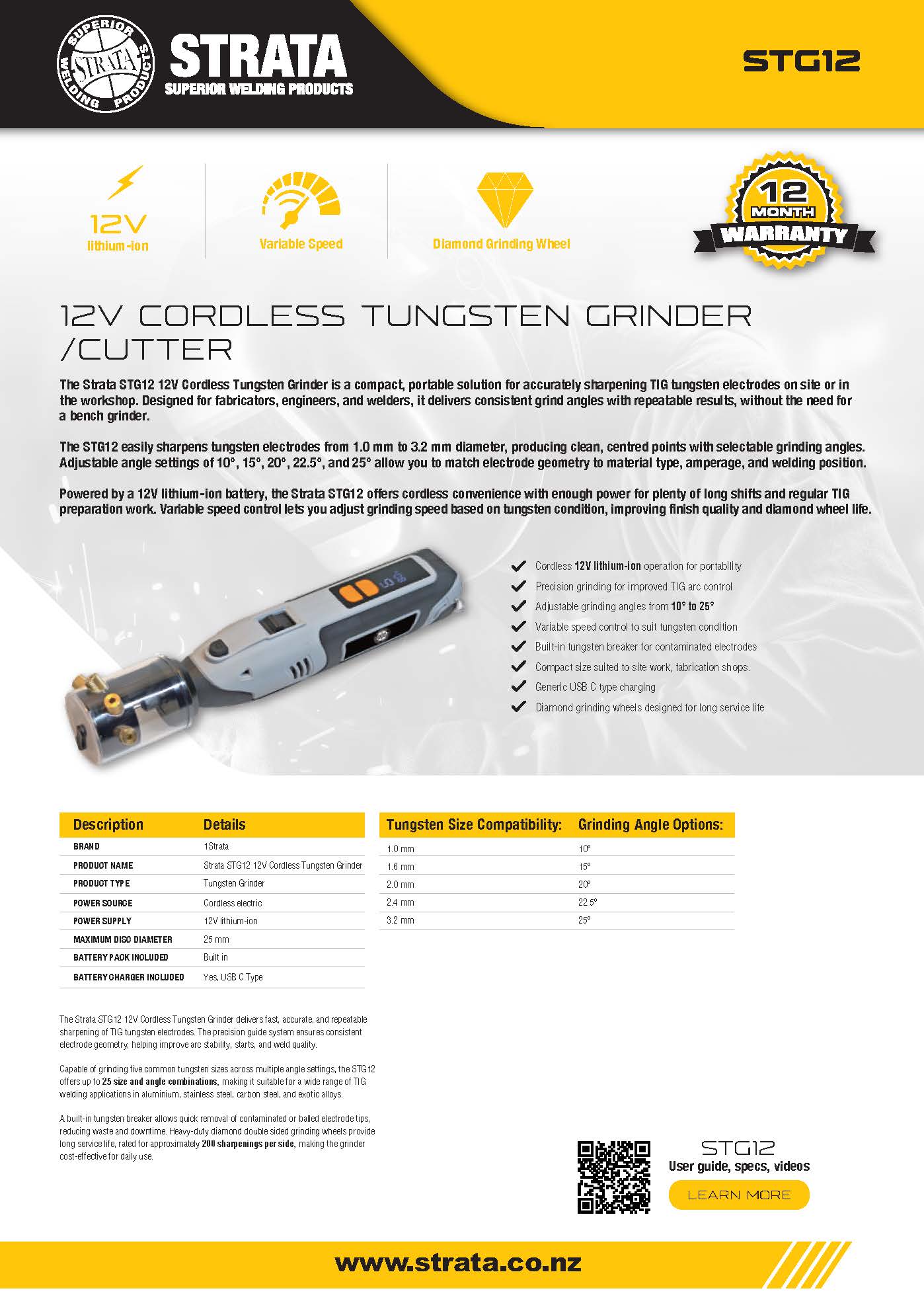 Strata 12V Cordless Tungsten Grinder