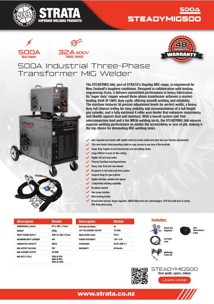 Strata 500A Industrial Three-Phase Transformer MIG Welder