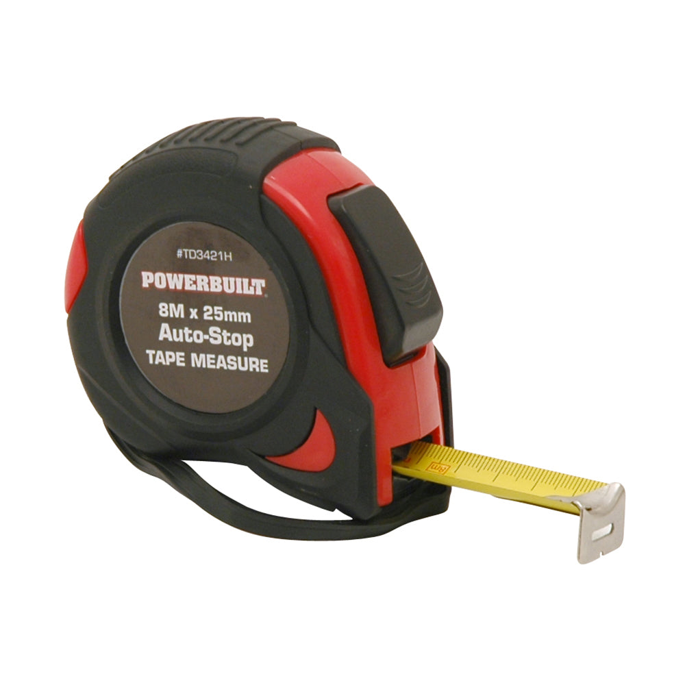 Powerbuilt Combination Auto Stop Tape Measure 8M 26Ft X 25mm 1in