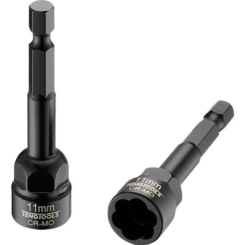 Teng 11mm 1/4in Hex Twist Extractor Cr-Mo
