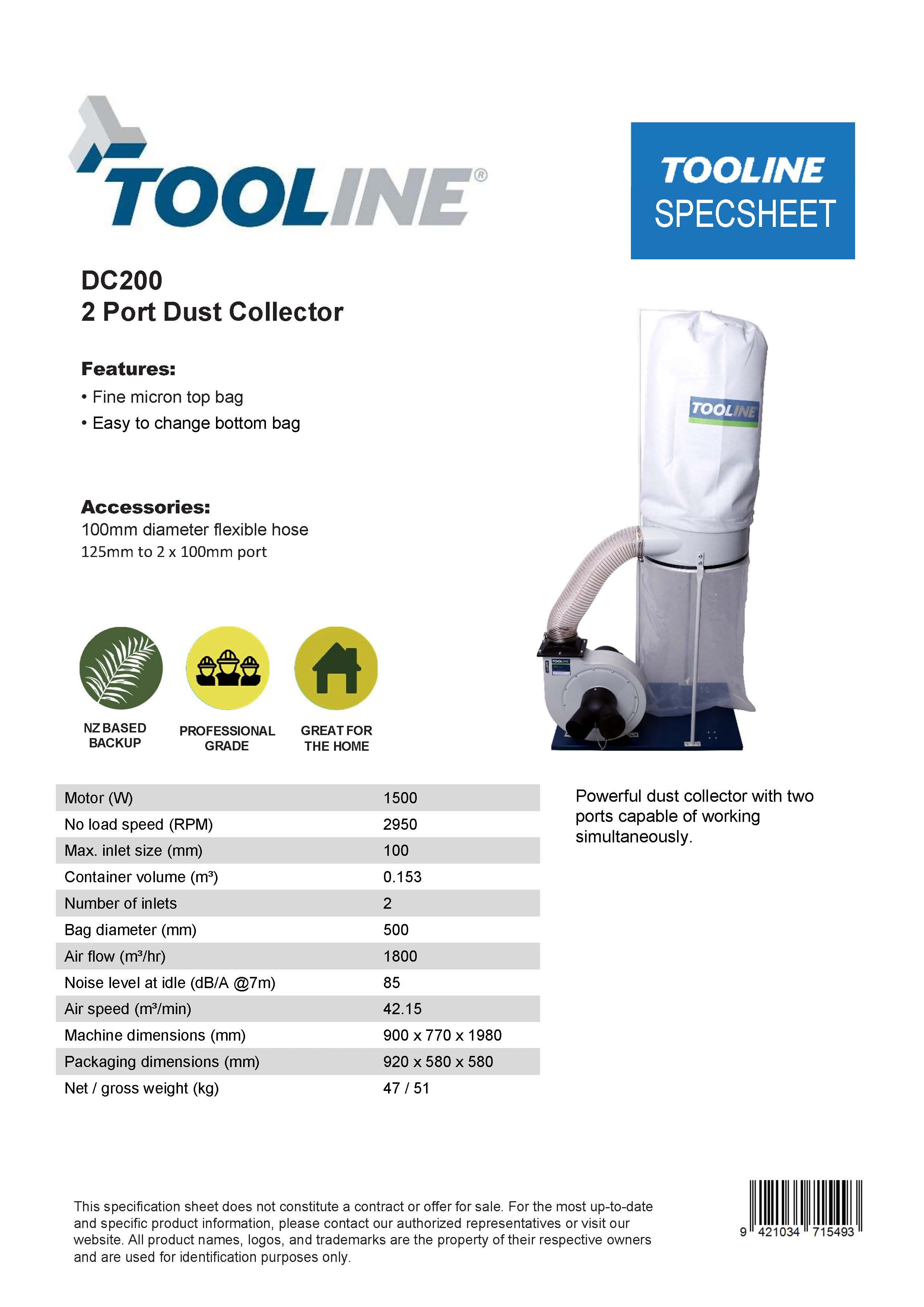 Tooline DC200 Dust Extractor