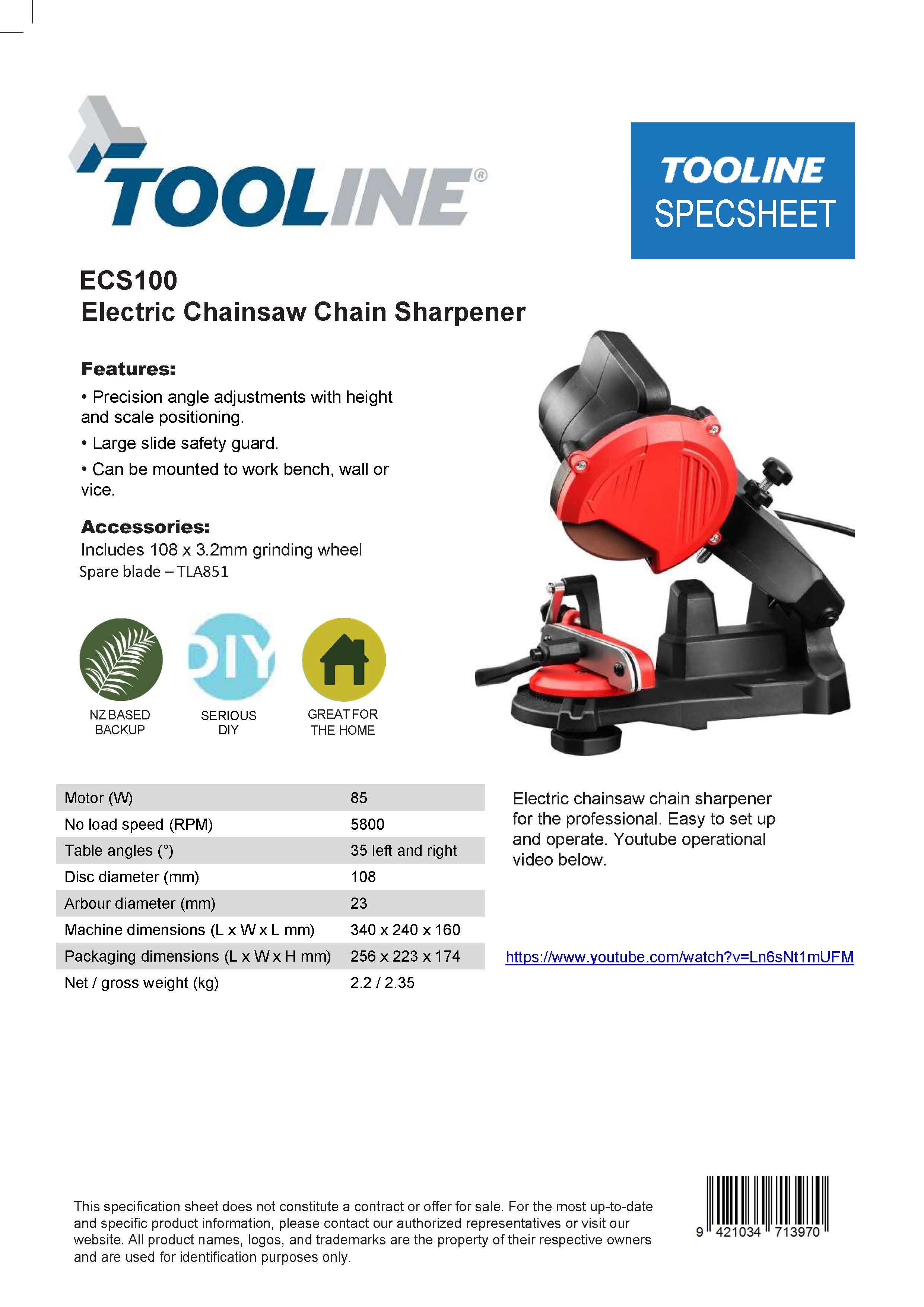 Tooline ECS100 Electric Chainsaw Sharpener