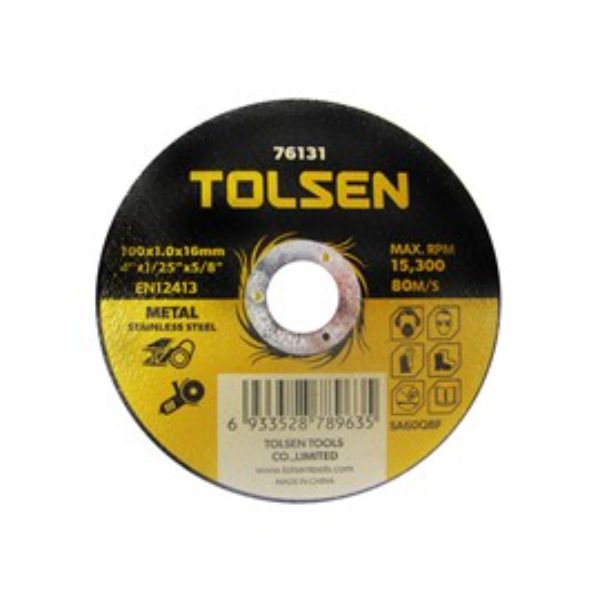 Tolsen Metal Cutting Disc 100X1.0X16mm 10 Disc Per Packet = 1 Unit Ip5