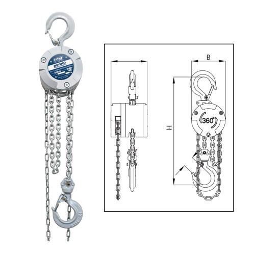 ITM Chain Block, Aluminium 360 Degree, 500kg, 3M Lift