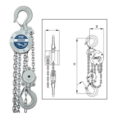 ITM Chain Block, Aluminium 360 Degree, 1000kg, 3M Lift