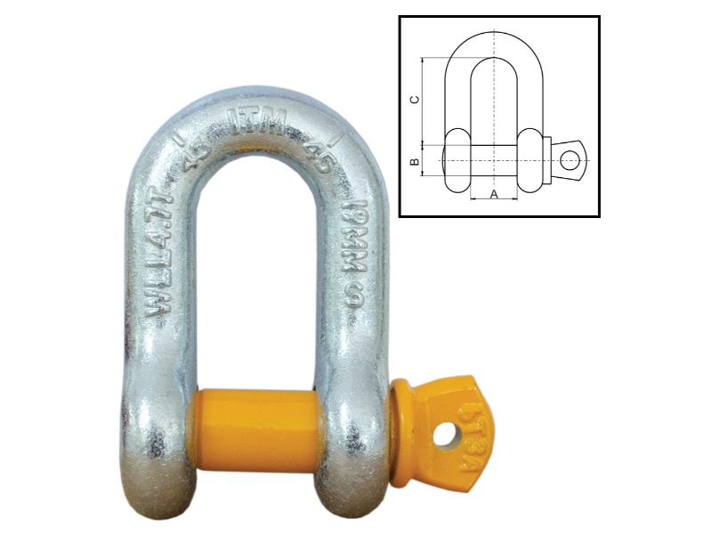 ITM Dee Shackle-Yellow Pin GS Screw Pin-1.5 Ton-11mm Body