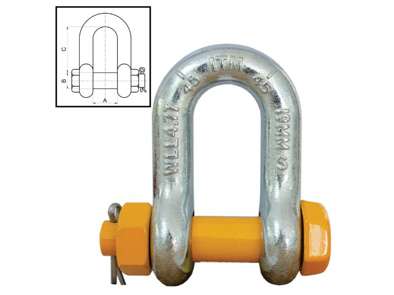 ITM Dee Shackle-Yellow Pin GS Safety Pin-2 Ton-13mm Body