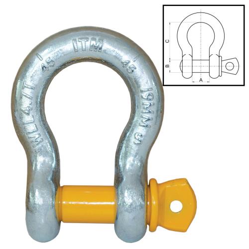 ITM Bow Shackle-Yellow Pin GS Screw Pin-35 Ton-50mm Body