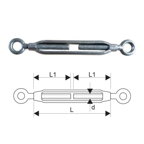 ITM Turnbuckle-Galvanised Commercial-Eye & Eye-24mm