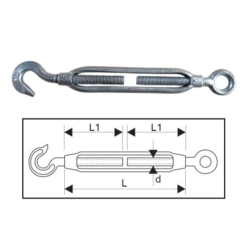 ITM Turnbuckle-Galvanised Commercial-Hook & Eye-12mm