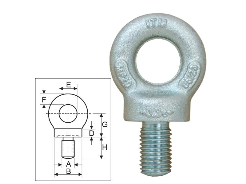 ITM Lifting Collared Eyebolt w/ Thread BS 4278-10mm-0.25T