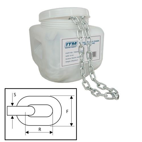 ITM Regular Link Chain-Galvanised-25kg Drum-8mm Body