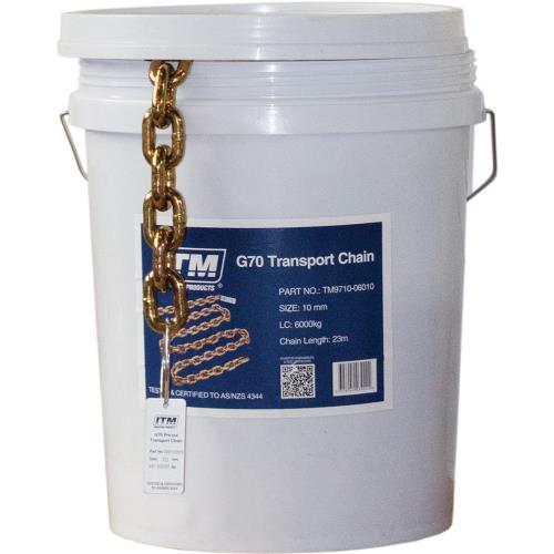 ITM G70 Pre-Cut Transport Chain 50kg Drum-9Ton Lashing Cap