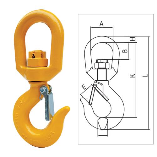 ITM G80 Eye Swivel Hook w/ Safety Latch-7-8mm Chain