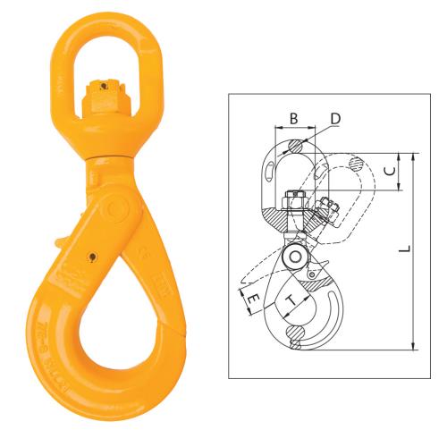 ITM G80 Eye Swivel Self Locking Hook - 6mm Chain