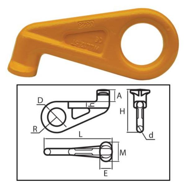 ITM G80 Eye Container Hook - Right 45 Degree