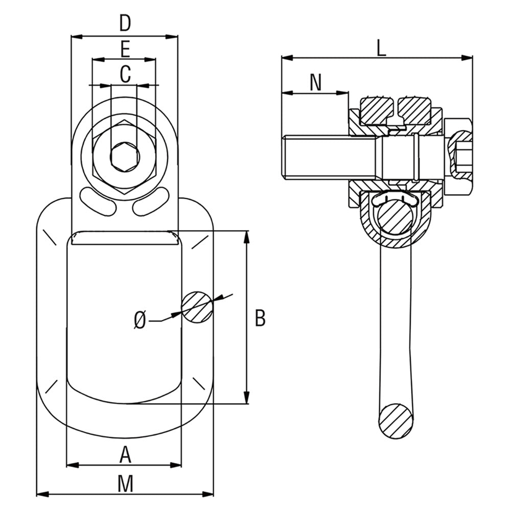 ITM G80 Lifting Point-Mega Eye Bolt-M8-0.3 T