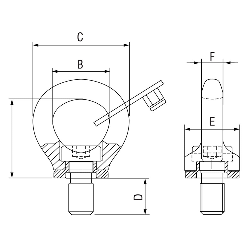 ITM G80 Lifting Point-Swivel Eye Bolt-M8-0.8 T