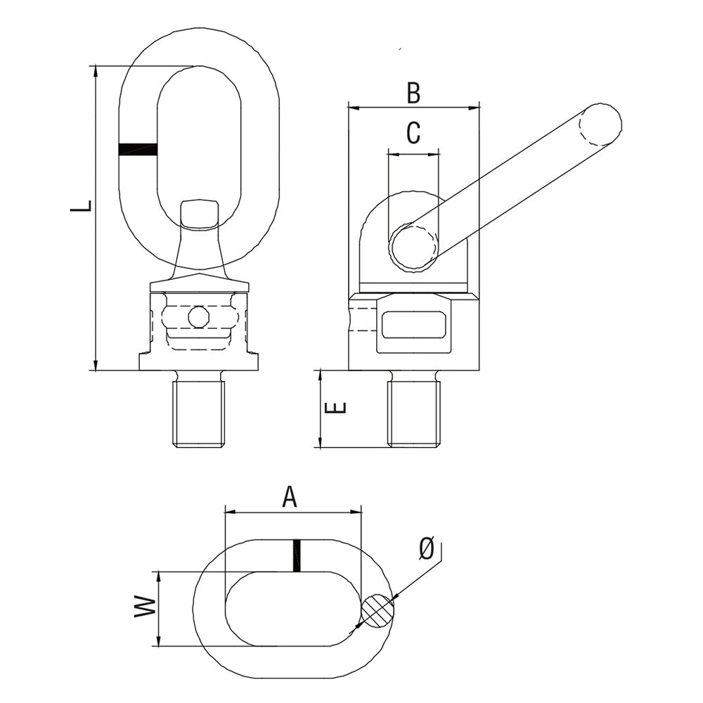 ITM G80 Lifting Point-Oblong Eye Bolt-M8-0.6 T