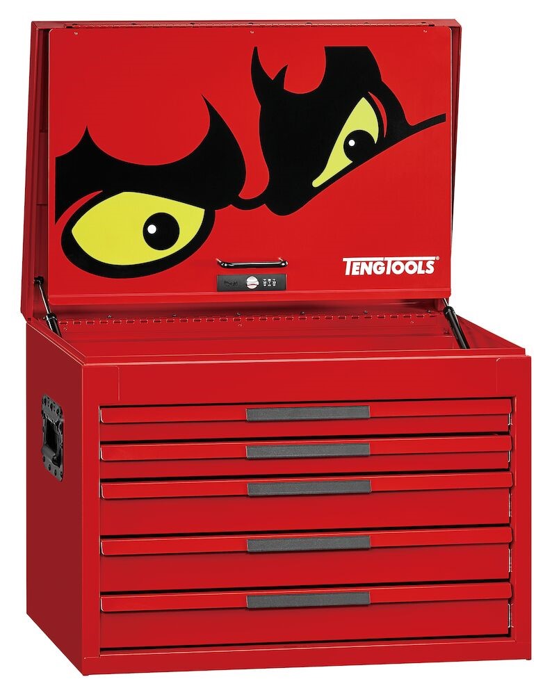 Teng Pro35 26in Deep Tool Chest 5 Drawers Red