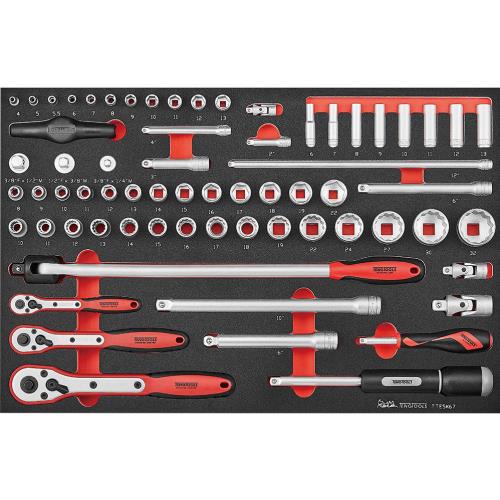 Teng 67pc 1/4in, 3/8in & 1/2in Drive Metric Socket Set