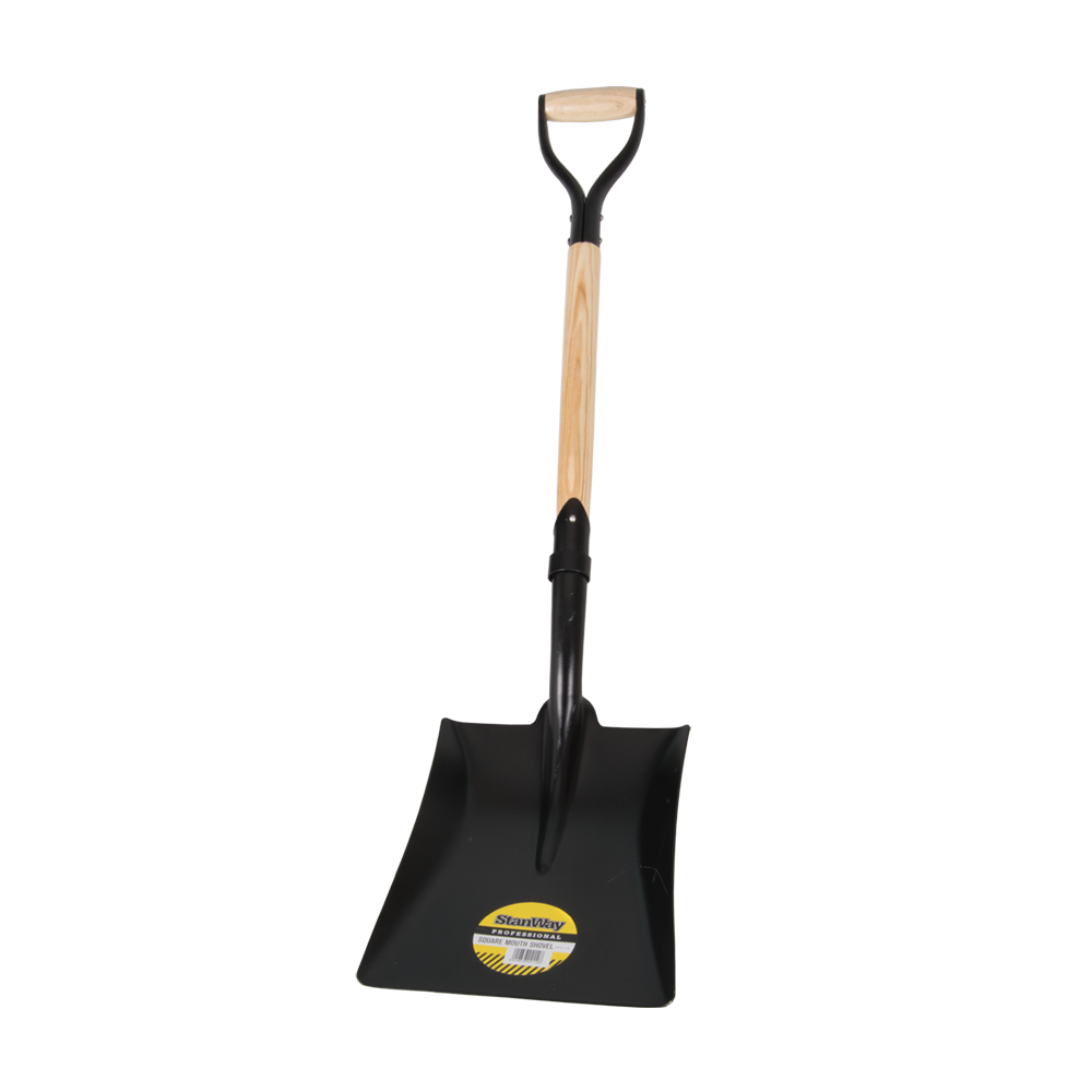 STANWAY WOOD D HANDLE SQUARE MOUTH SHOVEL - 725mm