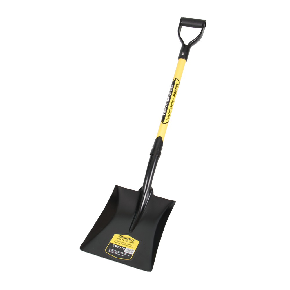 STANWAY #7110 FIBREGLASS D HANDLE SQUARE MOUTH SHOVEL - 725mm