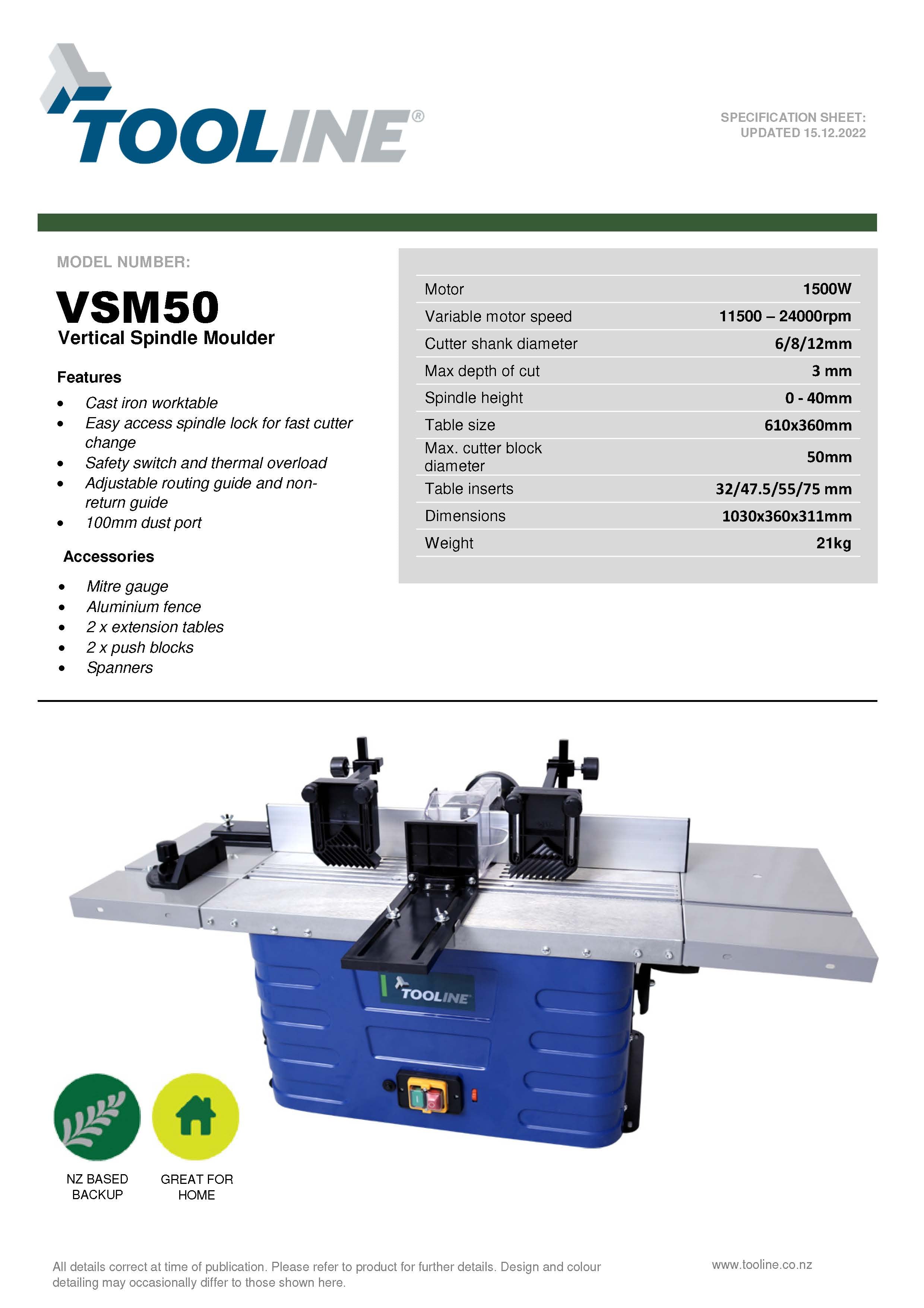 Tooline VSM50 Verical Spindle Moulder