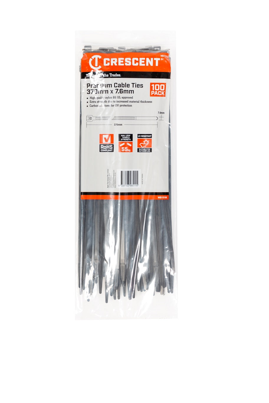 Crescent Tie Cable 370mm Hd 100 Wb15100 Single Pack