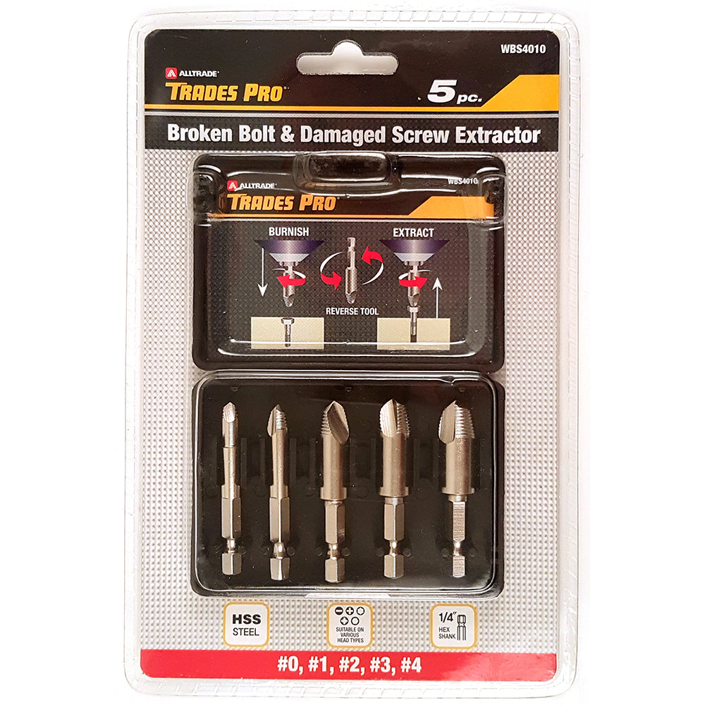 Powerbuilt 5Pc Broken Bolt & Damaged Screw Extractor Set