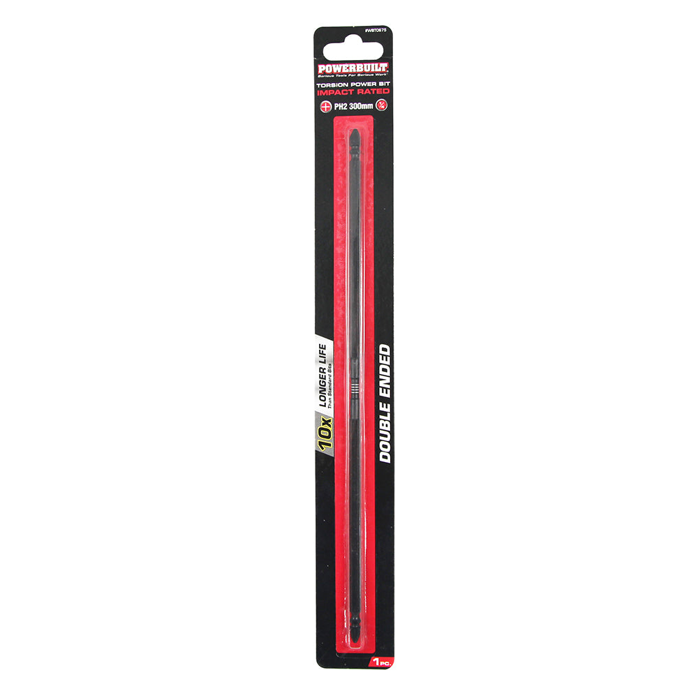 Powerbuilt 1/4 in Torsion Impact Power Bit - Phillips #2 X 300mm Long Double Ended