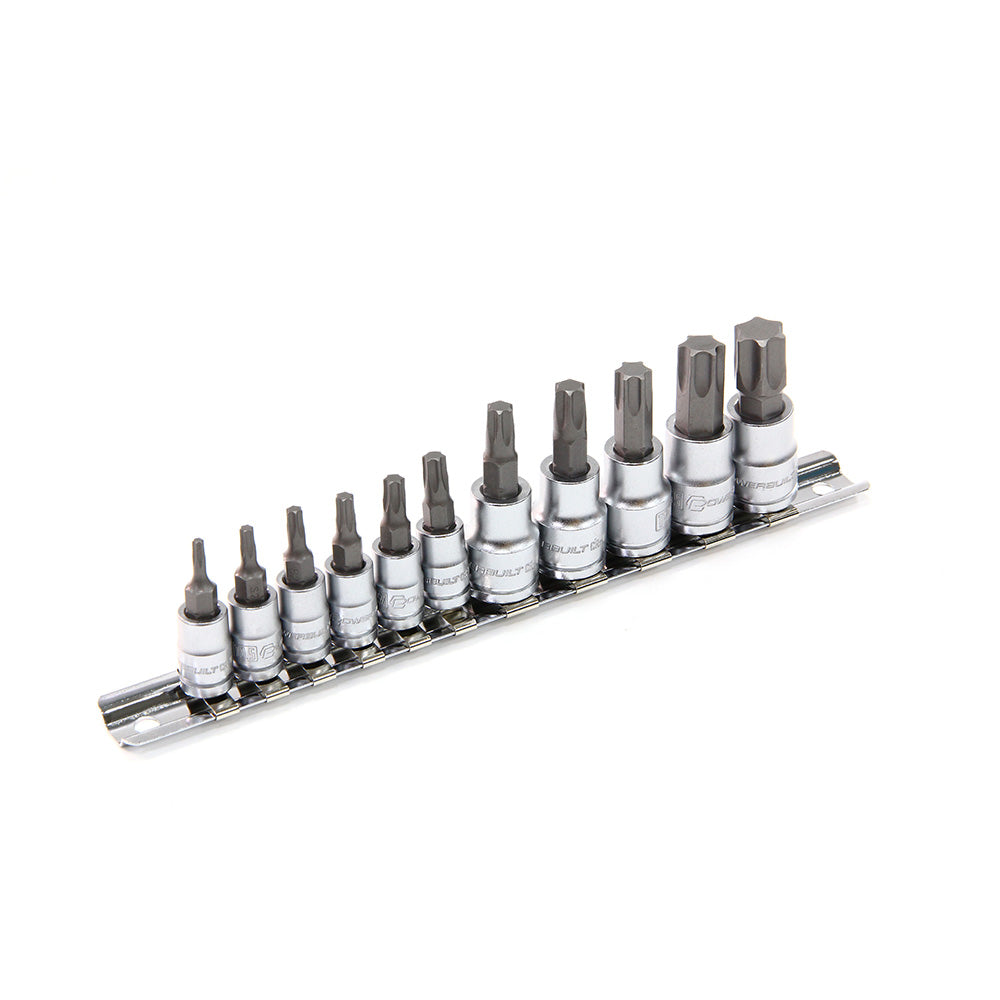 Powerbuilt 1/4 inch Dr 3/8 inch Dr 11Pc Star / Torx Bit Socket Set