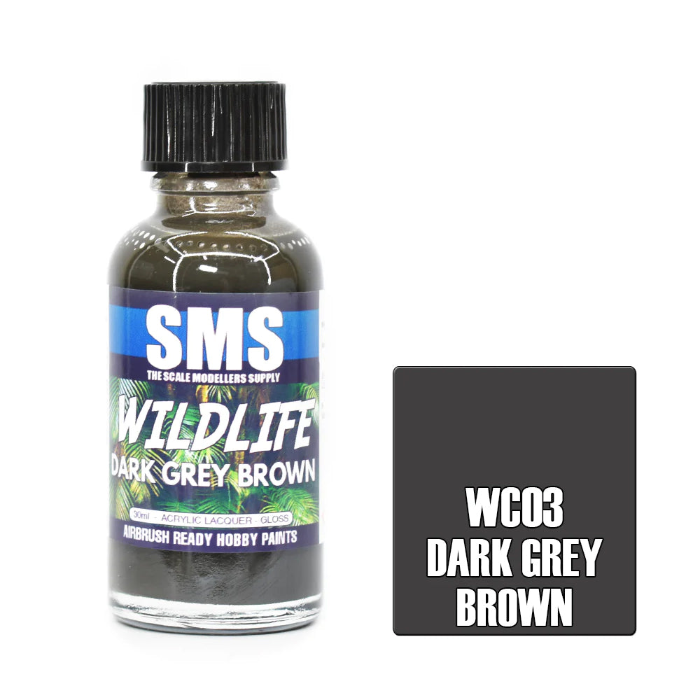 SMS Airbrush paint 30Mldark Grey Brown Acrylic Lacquer Scale Modellers Supply