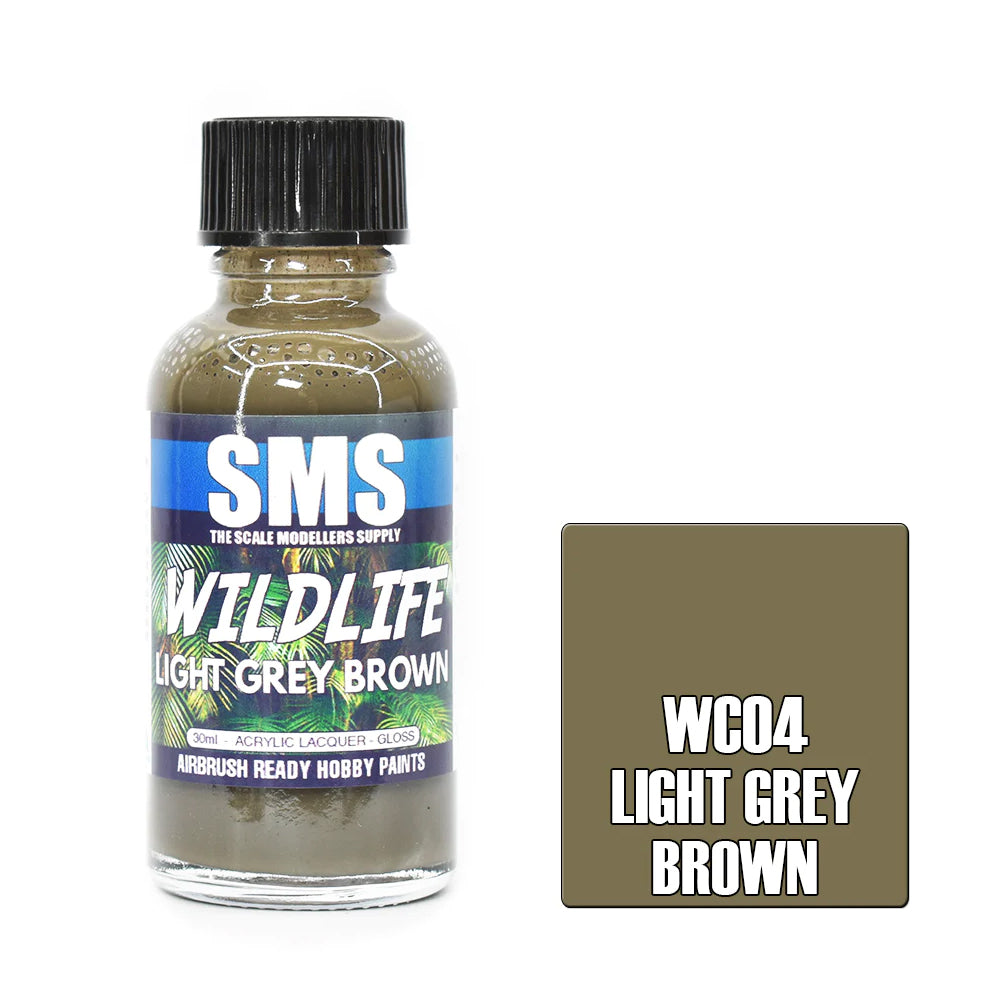 SMS Airbrush paint 30Ml Light Grey Brown Acrylic Lacquer Scale Modellers Supply