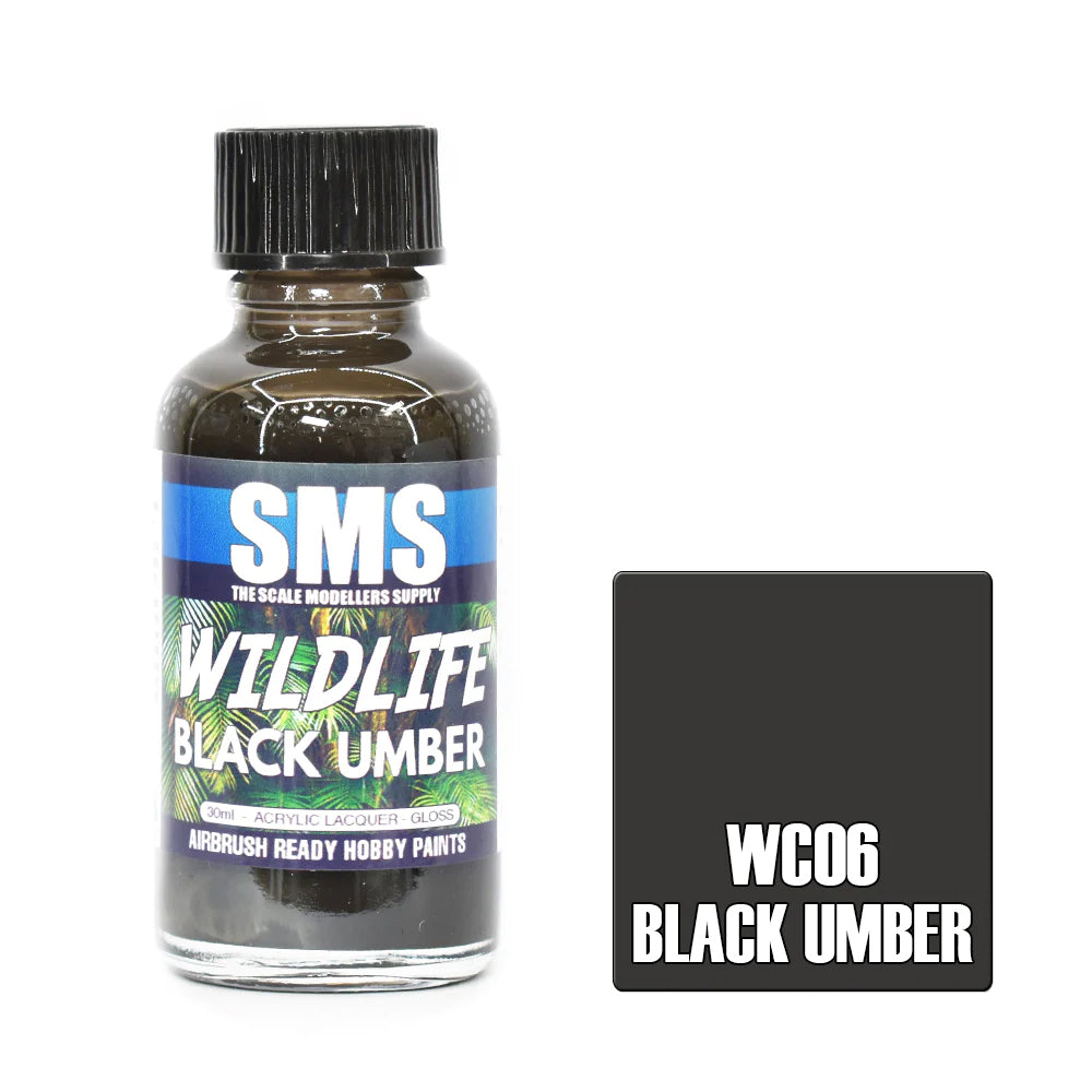 SMS Airbrush paint 30Ml Black Umber Acrylic Lacquer Scale Modellers Supply