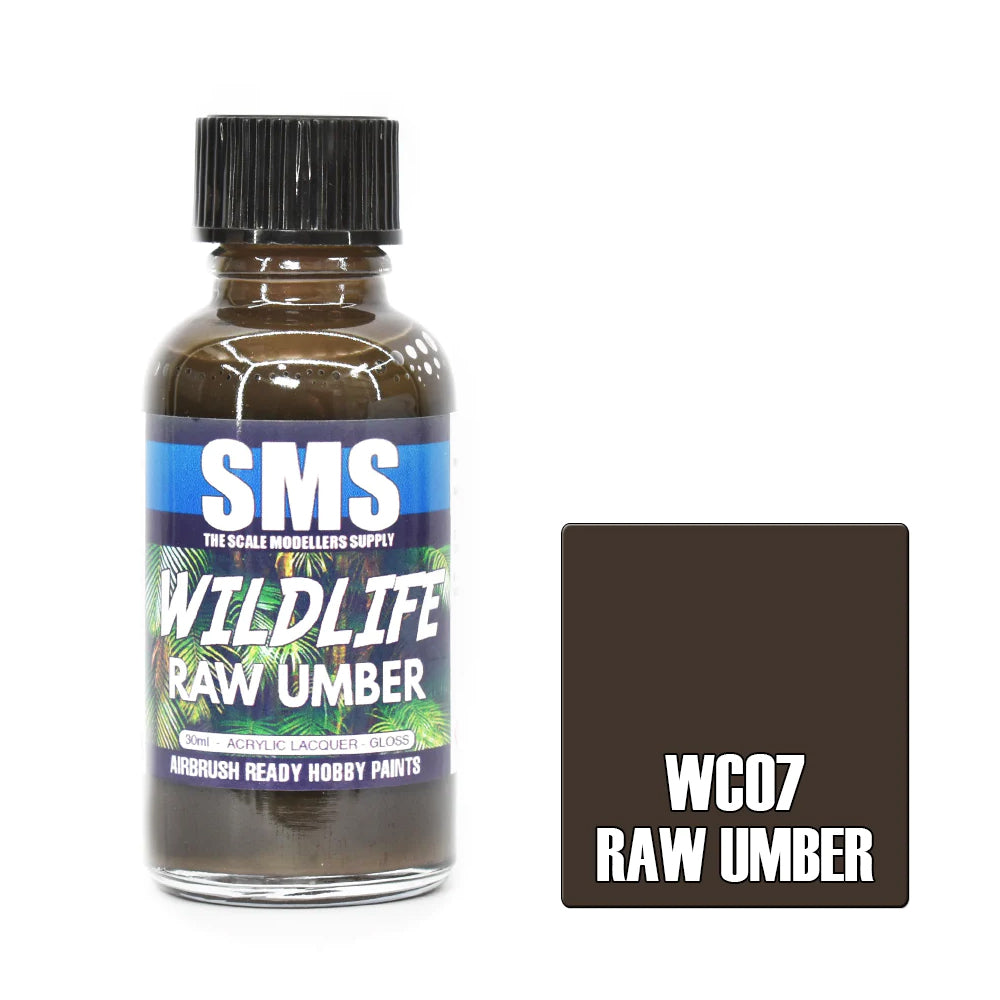 SMS Airbrush paint 30Ml Raw Umber Acrylic Lacquer Scale Modellers Supply
