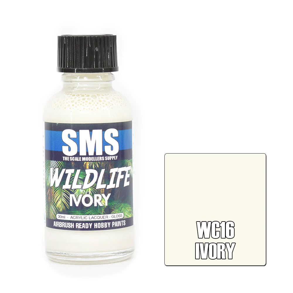 SMS Airbrush paint 30Ml Ivory Acrylic Lacquer Scale Modellers Supply