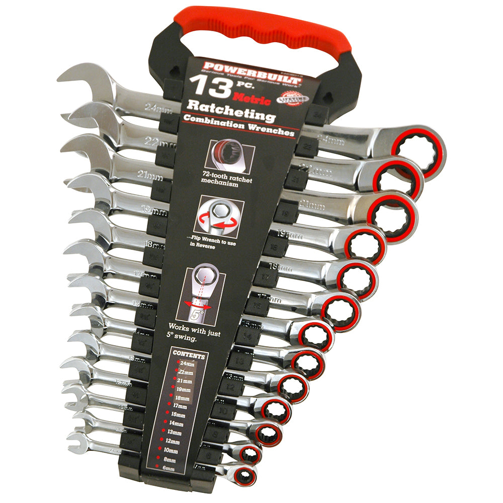 Powerbuilt Reversible Gear Spanner Set 13Pc Metric