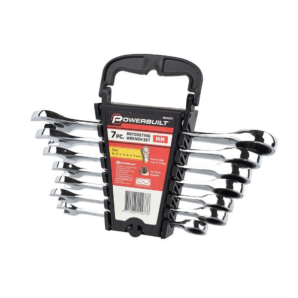 Powerbuilt 7PC METRIC REVERSIBLE GEAR SPANNER SET