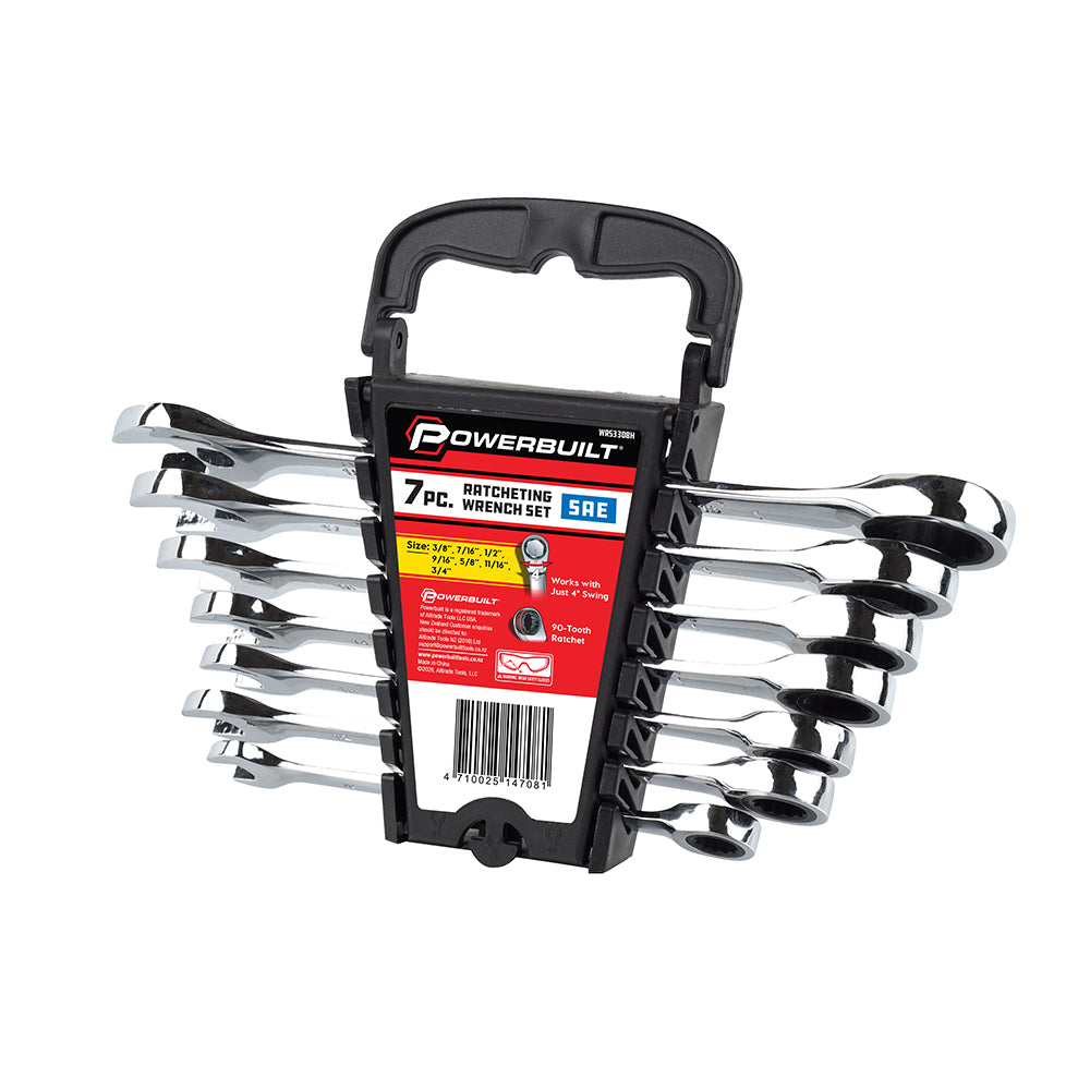 POWERBUILT 7PC IMPERIAL RATCHET SPANNER SET