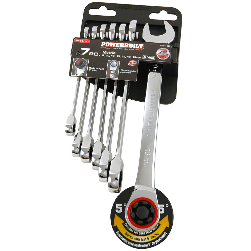 Powerbuilt Reversible Gear Spanner Set 7Pc Metric