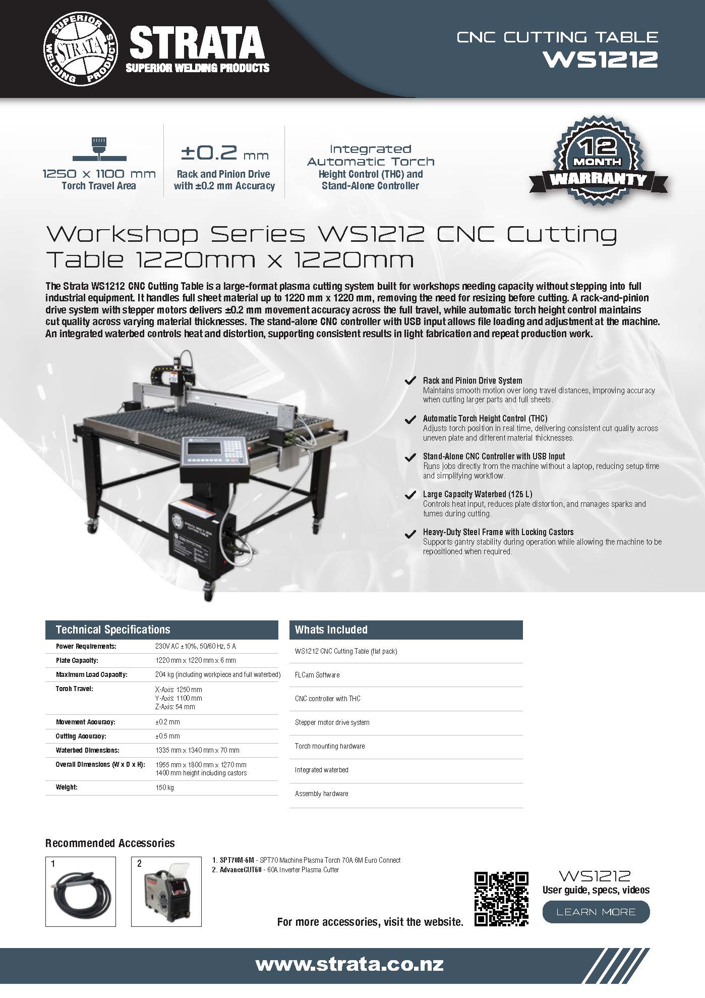 Strata Workshop Series WS1212 CNC Cutting Table 1200mmx1200mm