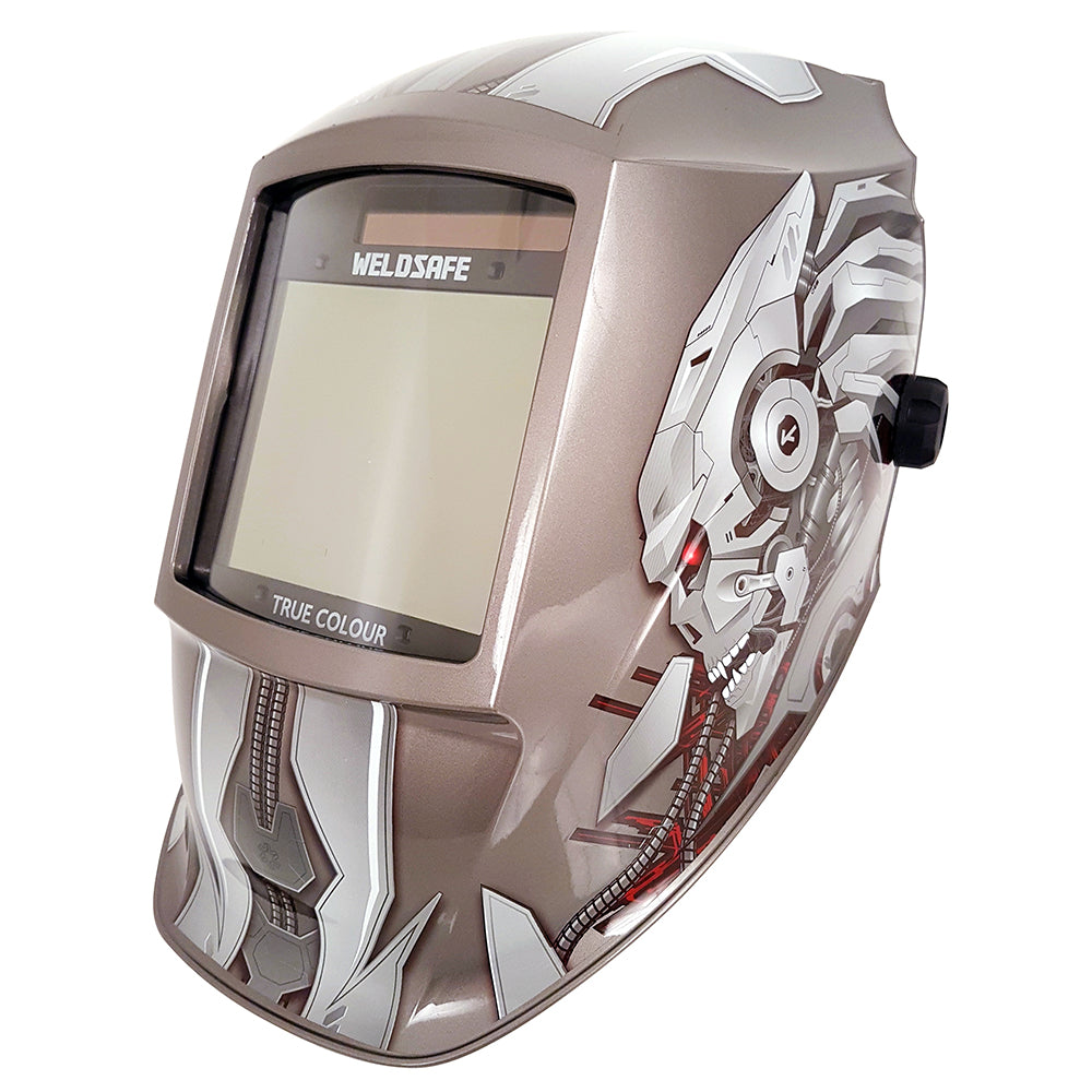 Powerbuilt Titanium, Silver Robot Auto Darkening Welding Helmet