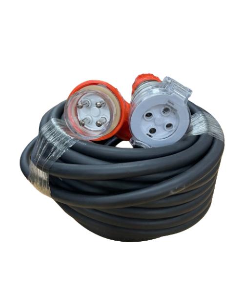 NEW Rubber 3Phase 10m Extension Lead, 4x6mm2, 32amp Plug & Socket