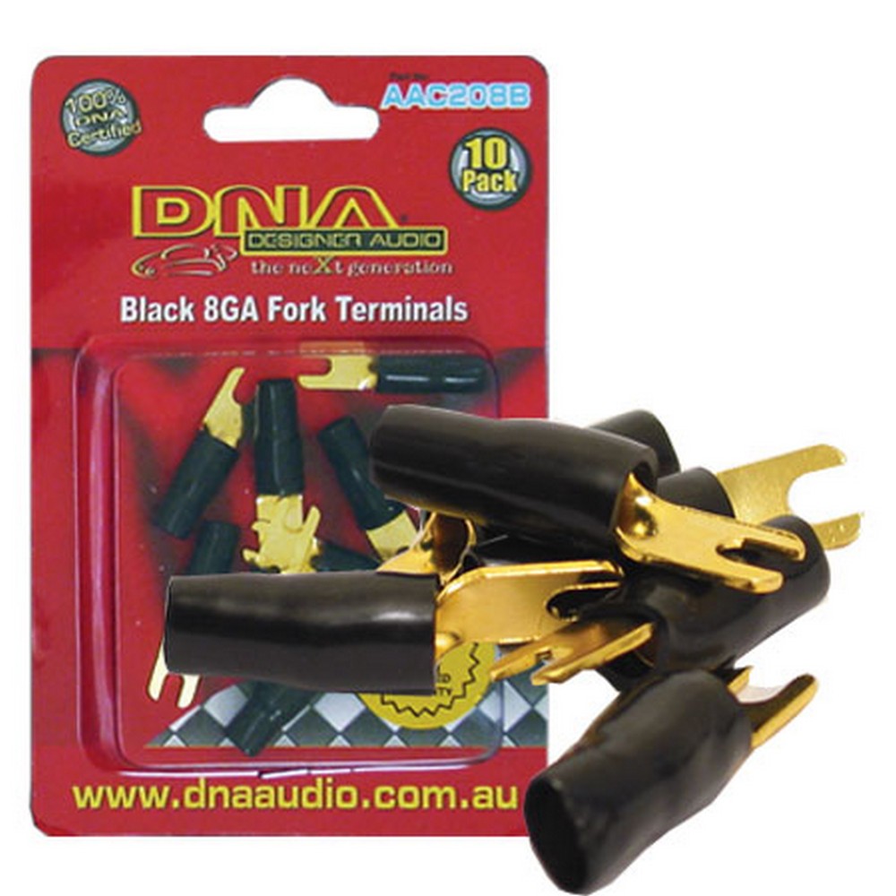 8 AWG FORK TERMINAL BLACK 10 PACK