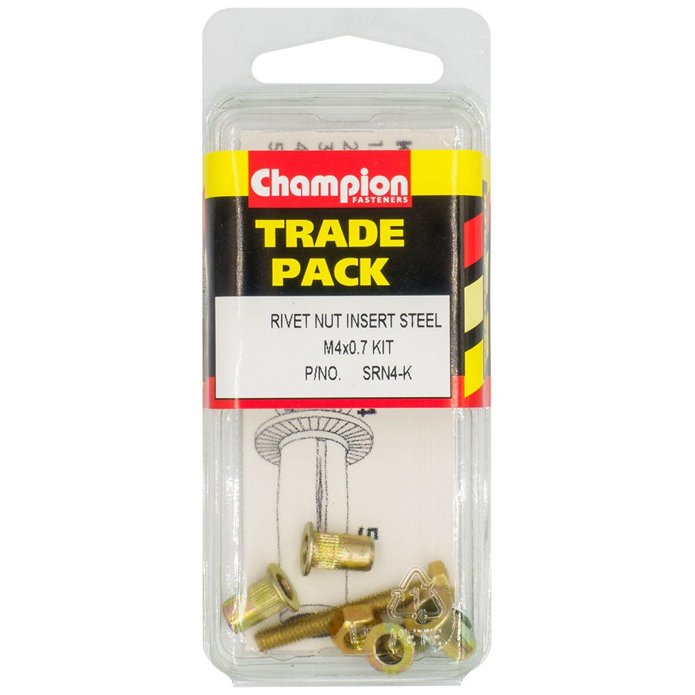 Champion Rivet Nut Insert Steel M5 x 0.8mm - Kit - 4pk